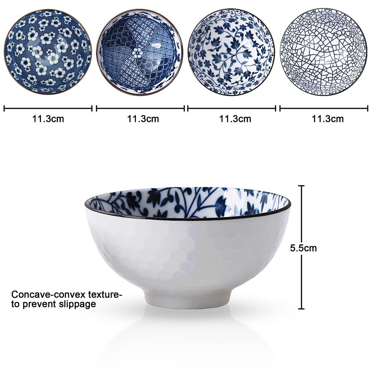 SCHALEN-SET in schickem Geschenkkarton (4-tlg.) - Blau, Keramik (5.5/5.5/11.3cm) - Intirilife