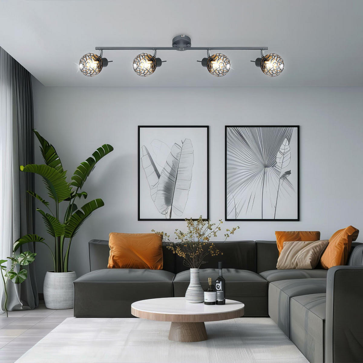 LED DECKENLEUCHTE MOSA Grau - Grau, Metall (71/8/14cm) - Globo Lighting