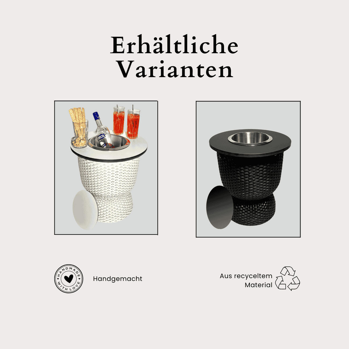 BEISTELLTISCH MIT EDELSTAHL-KÜHLER Paris Champagner 43 cm - Champagner, Kunststoff (41/41/43cm) - COOTAB Cooler Table