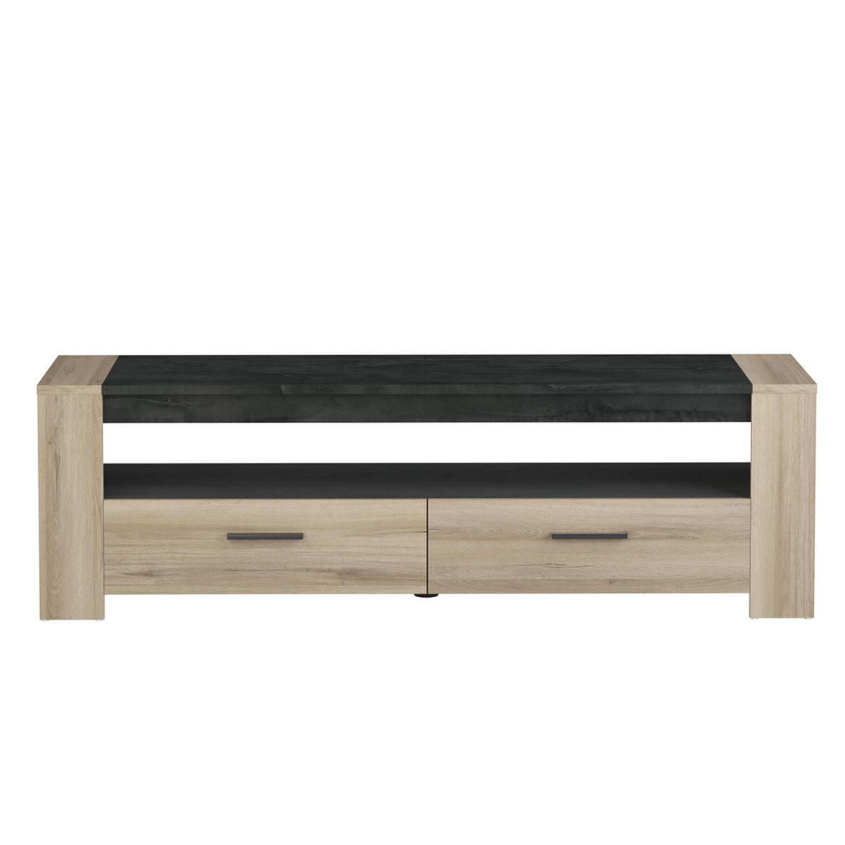 TV-MÖBEL mit 2 Schubladen und 1 breiten Nische L151,7 cm - Sheffield - Sonoma Eiche, Holzwerkstoff (43.3/46.4/151.7cm) - Calicosy