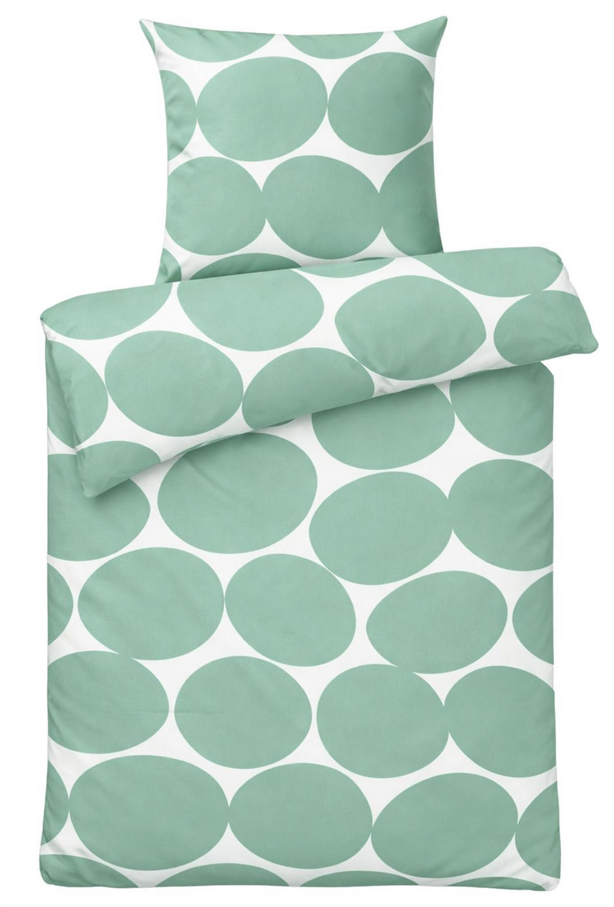 BETTWÄSCHE Mako Perkal 135x200 cm aus 100% Baumwolle mit Reißverschluss, Bettbezug gepunktet 135 x 200 - Grün - Grün, Textil (135/200cm) - Carpe Sonno