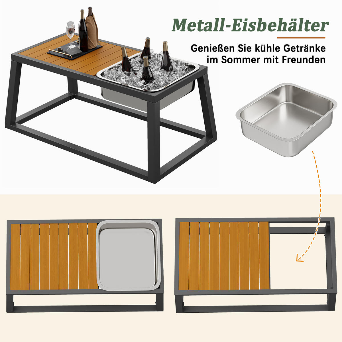 MODULARES OUTDOOR-SOFA-SET Grau/Beige - Grau, Metall - ComfortXL