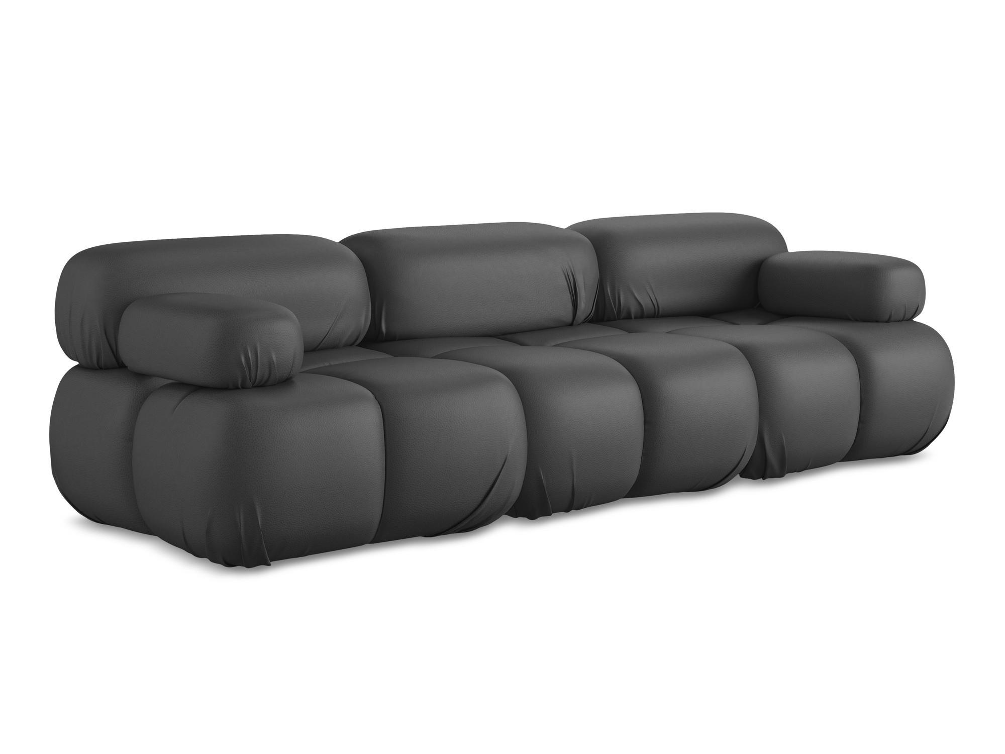 3-SITZER SOFA Kunstleder Grau - Beige/Schwarz, Leder/Kunststoff (285/70/96cm) - Makamii