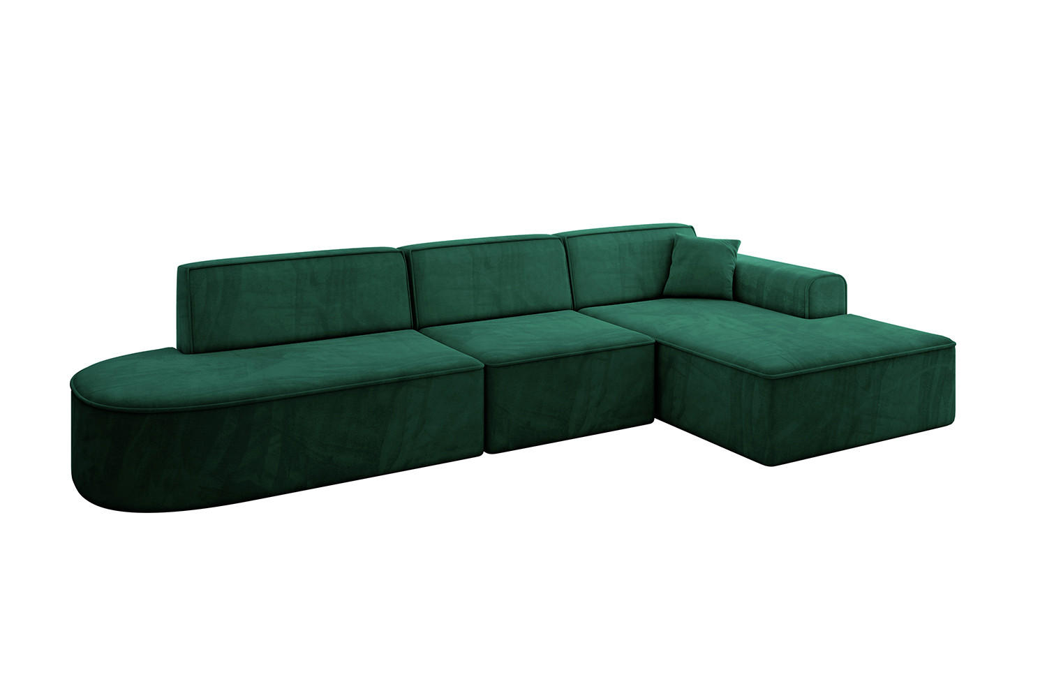 ECKSOFA Ottomane Rechts IREA-L2-v3 - 327x165x77 cm Grün - Dunkelgrün, Holzwerkstoff/Textil (327/165cm) - ALTDECOR
