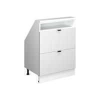 DACHSCHRÄGENSCHRANK Rion Weiß Riffel 60 x 81.6 cm mit 2 Schubladen - Weiß, Holzwerkstoff (60/81.6/46cm) - Vicco