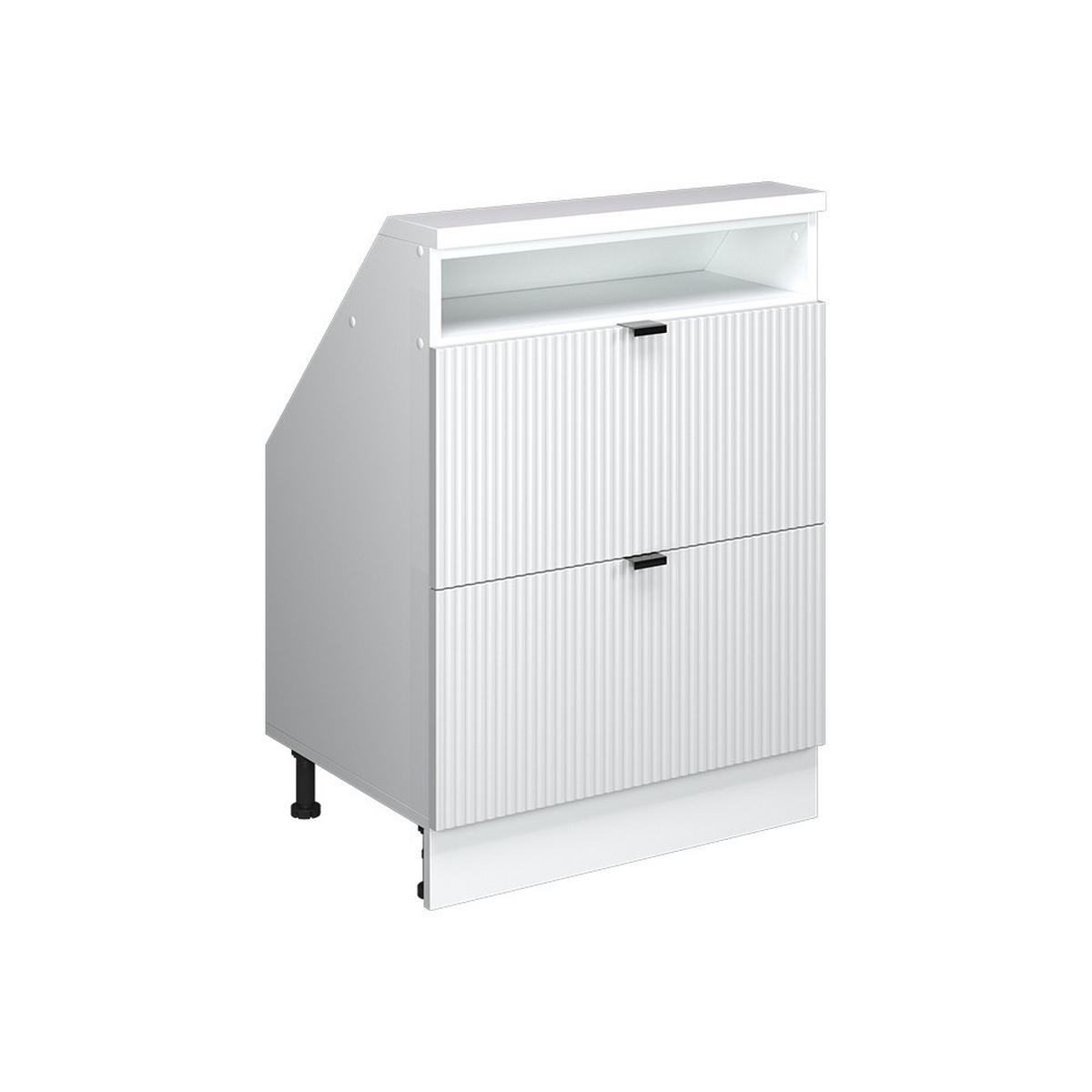 DACHSCHRÄGENSCHRANK Rion Weiß Riffel 60 x 81.6 cm mit 2 Schubladen - Weiß, Holzwerkstoff (60/81.6/46cm) - Vicco