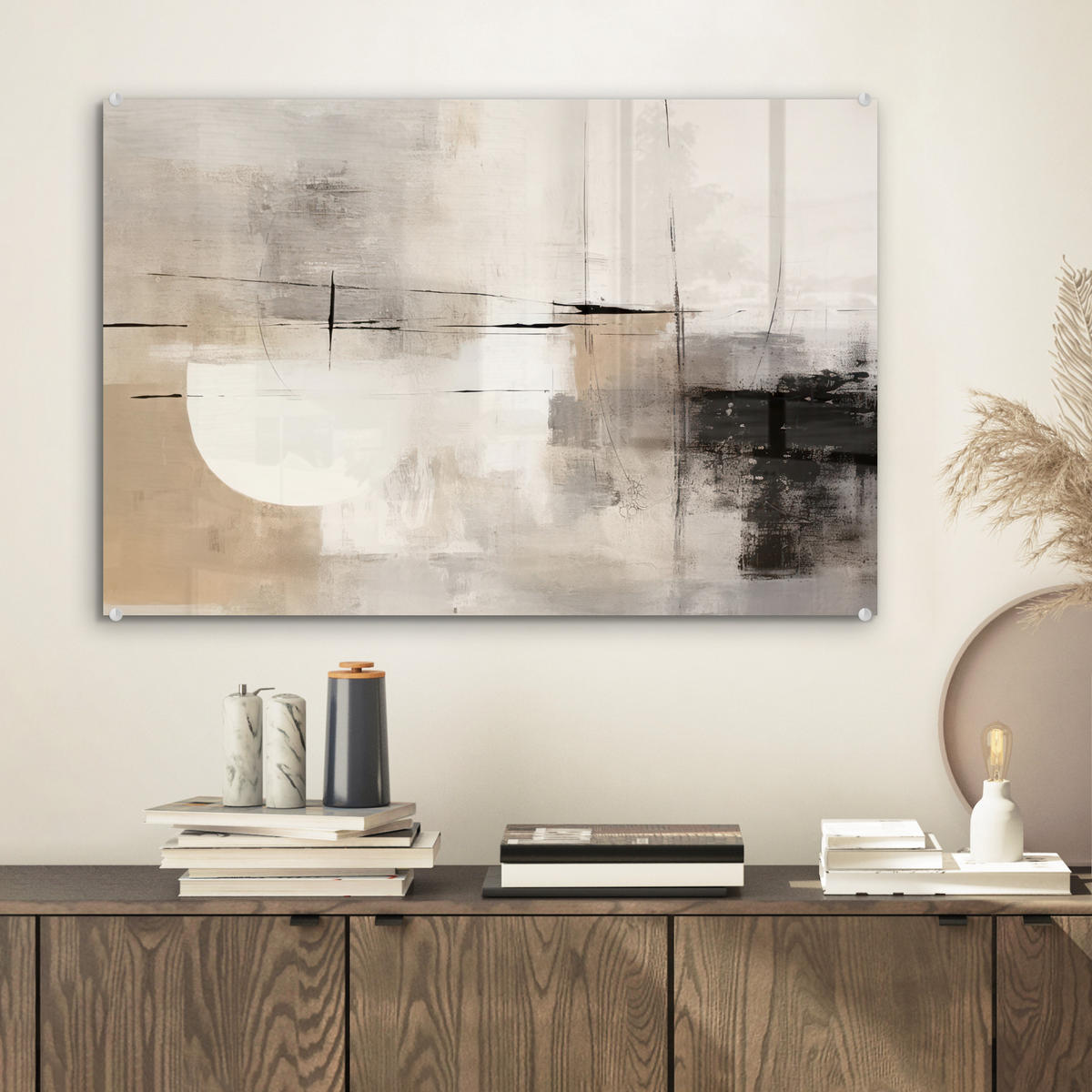 ACRYLGLASBILD Abstrakt - Kunst - Grau 60x40 cm - Hellgrau, Glas (60/40cm) - MuchoWow