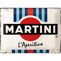 BLECHSCHILD 30/40 cm MartiniL'Aperitivo Racing Stripes - Multicolor, Metall (40/30/0.2cm) - Nostalgic-Art