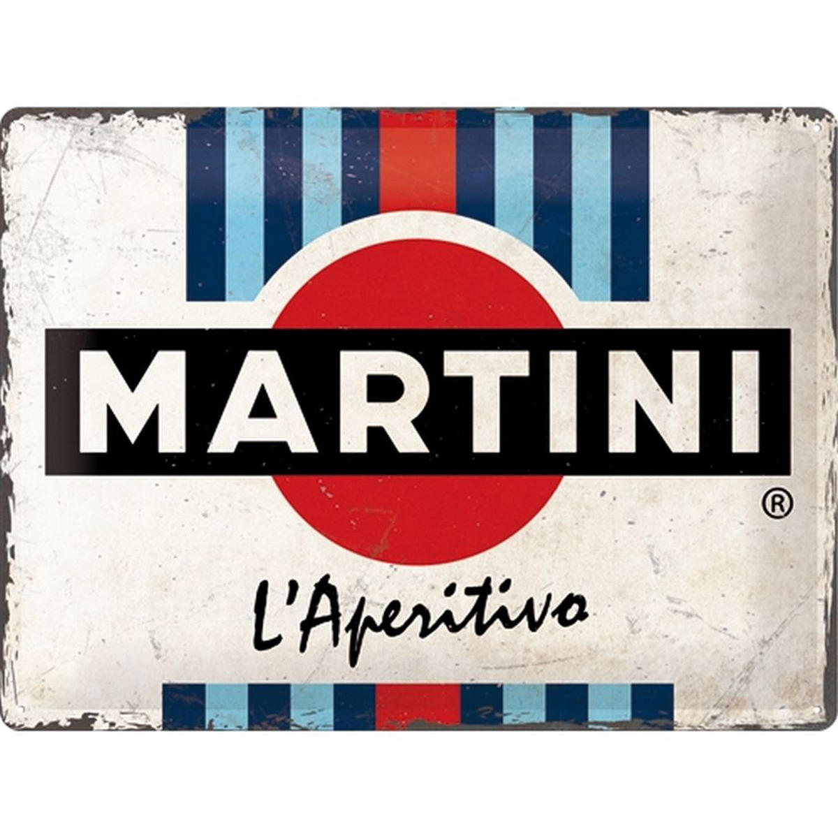 BLECHSCHILD 30/40 cm MartiniL'Aperitivo Racing Stripes - Multicolor, Metall (40/30/0.2cm) - Nostalgic-Art