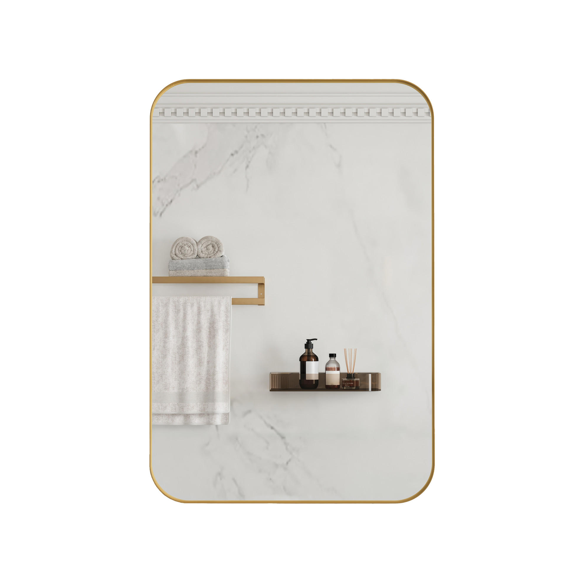 Beauniv Spiegelschrank Gold 51x12x76 cm