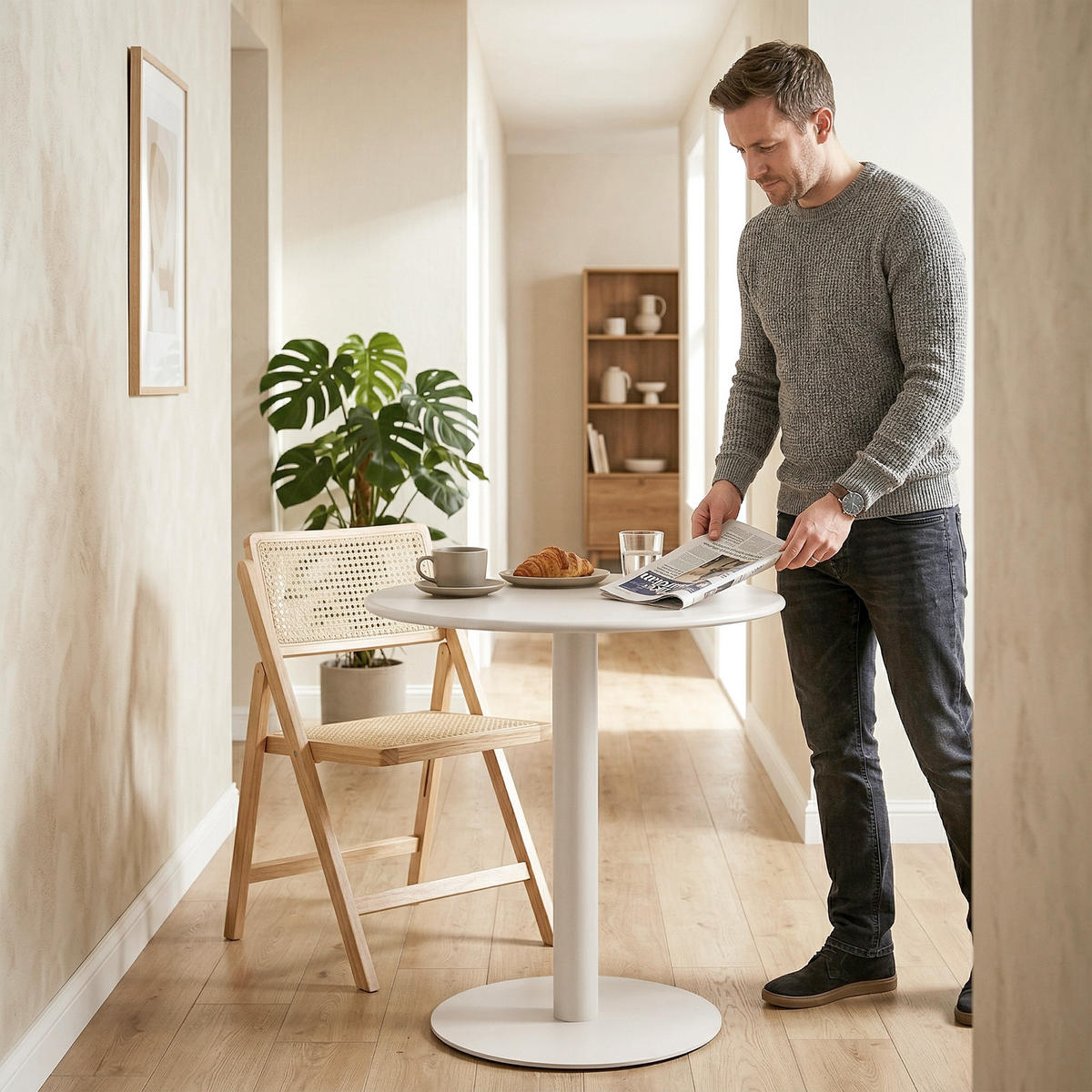 ESSTISCH Stahl Beige - Beige, Metall (60/60/72cm) - HOMCOM