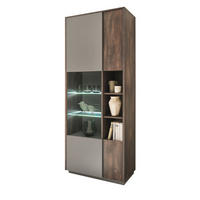 VITRINE Piano in Eiche und grau 80 x 200 cm - Eichefarben/Schwarz, Glas/Holzwerkstoff (80/200/40cm) - Furn.Design
