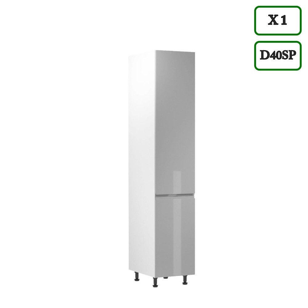 KÜCHENZEILE 320 cm – Aspen K91-M320 - in Weiß/Hochglanz - Grau, Holzwerkstoff (320/212/60cm)