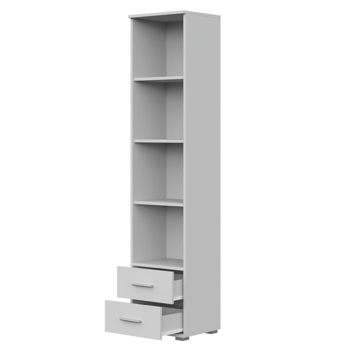 HOCHSCHRANK FAUSKE SZF3-1D2S Schubladen Weiß - Silberfarben/Weiß, Holzwerkstoff/Kunststoff (40/180/36cm) - Komodee