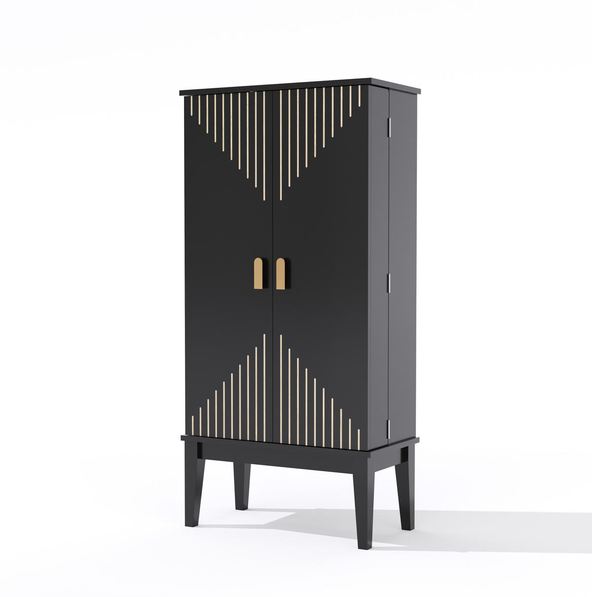 BUFFETSCHRANK 120/30/59 cm aus MDF mit 2 Türen, 5 Fächern und Türablagen im Vintage-Stil, Schwarz - Schwarz, Holzwerkstoff (59/120/30cm) - Redom