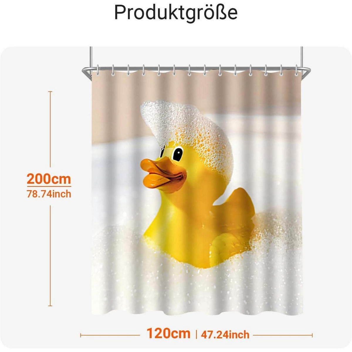 DUSCHVORHANG Gelbe Ente 120 x 200 cm Polyester Wasserabweisend Waschbar - Gelb, Textil (120/200cm)