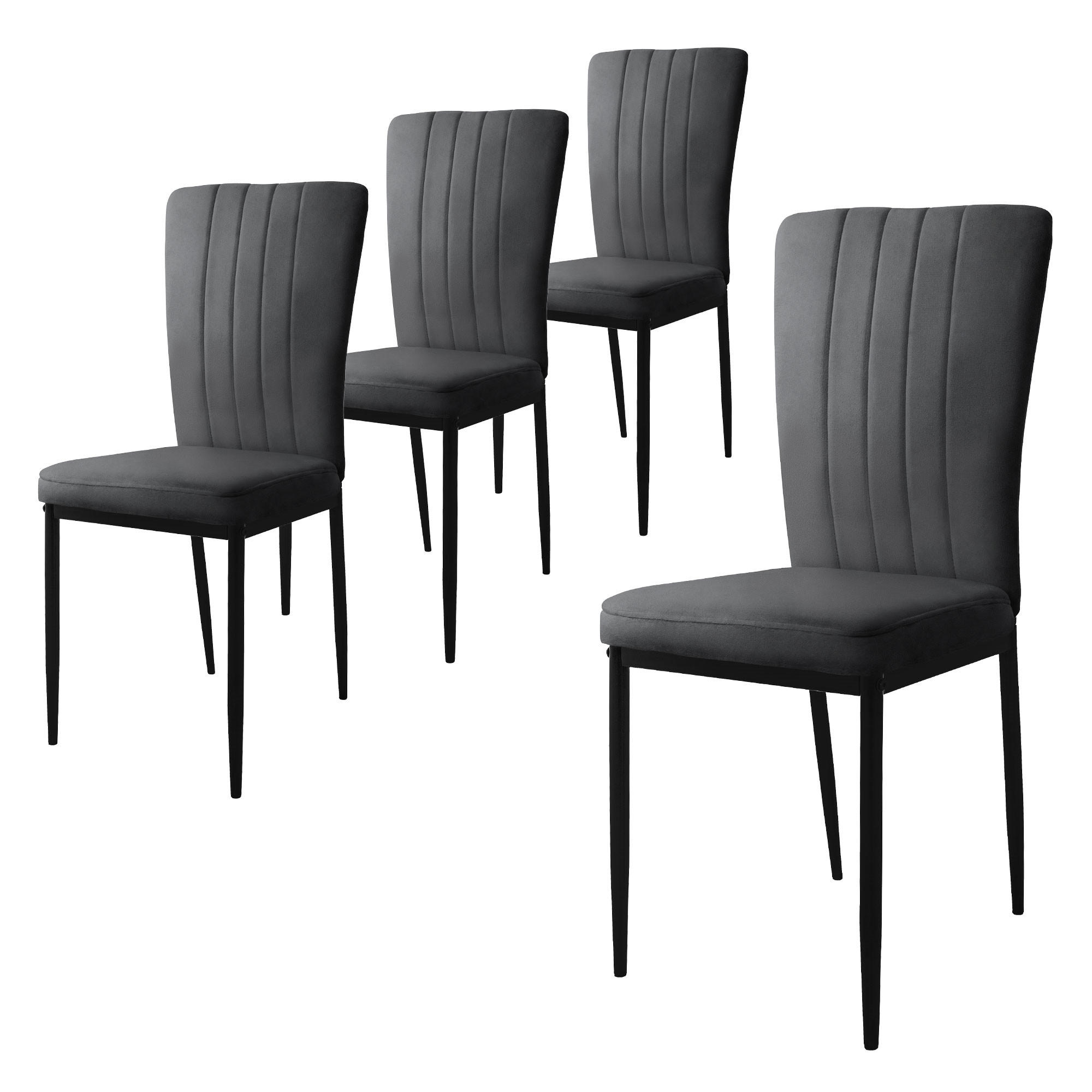 ML-DESIGN SADA 4 jídelních židlí, šedý samet