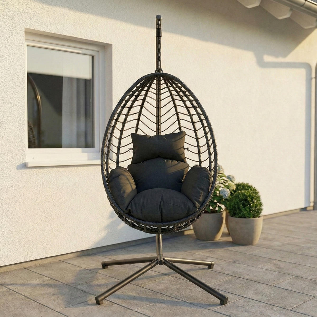 HÄNGESESSEL in Schwarz - Schwarz, Metall (92/197/104cm) - Home Collective