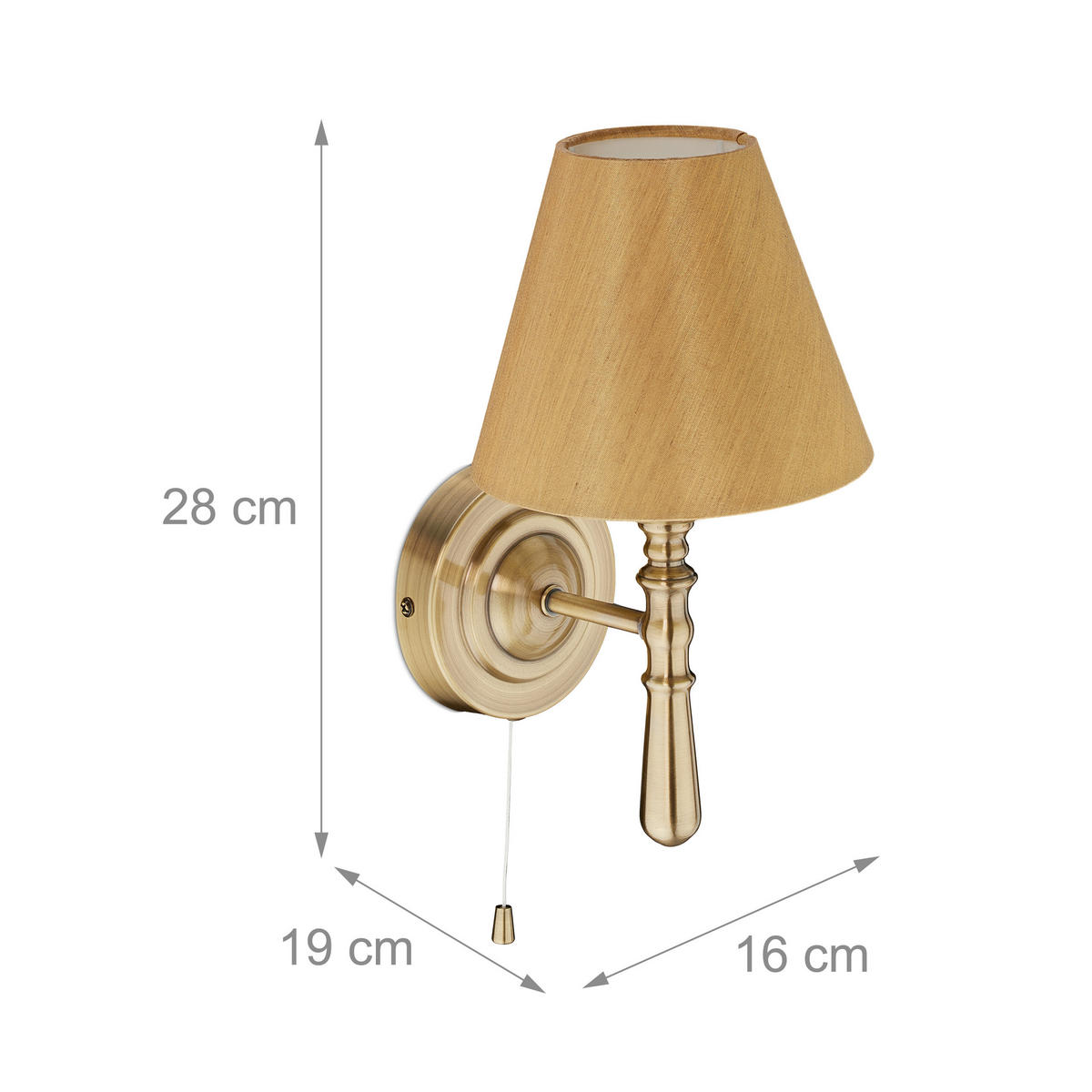 WANDLAMPE - Multicolor, Textil/Metall (16/28/19cm) - Relaxdays