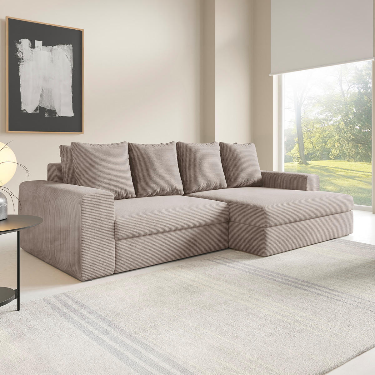 ECKSOFA Paola 3 Sitzplätze Taupe - Taupe, Holz (272/167cm) - Petits-meubles
