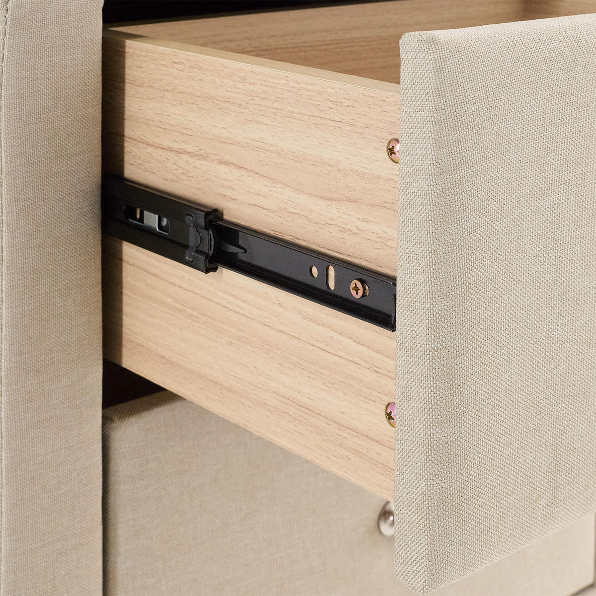 NACHTTISCH beige mit 2 Schubladen - Beige, Textil (47/54/29cm) - Homestyle4u