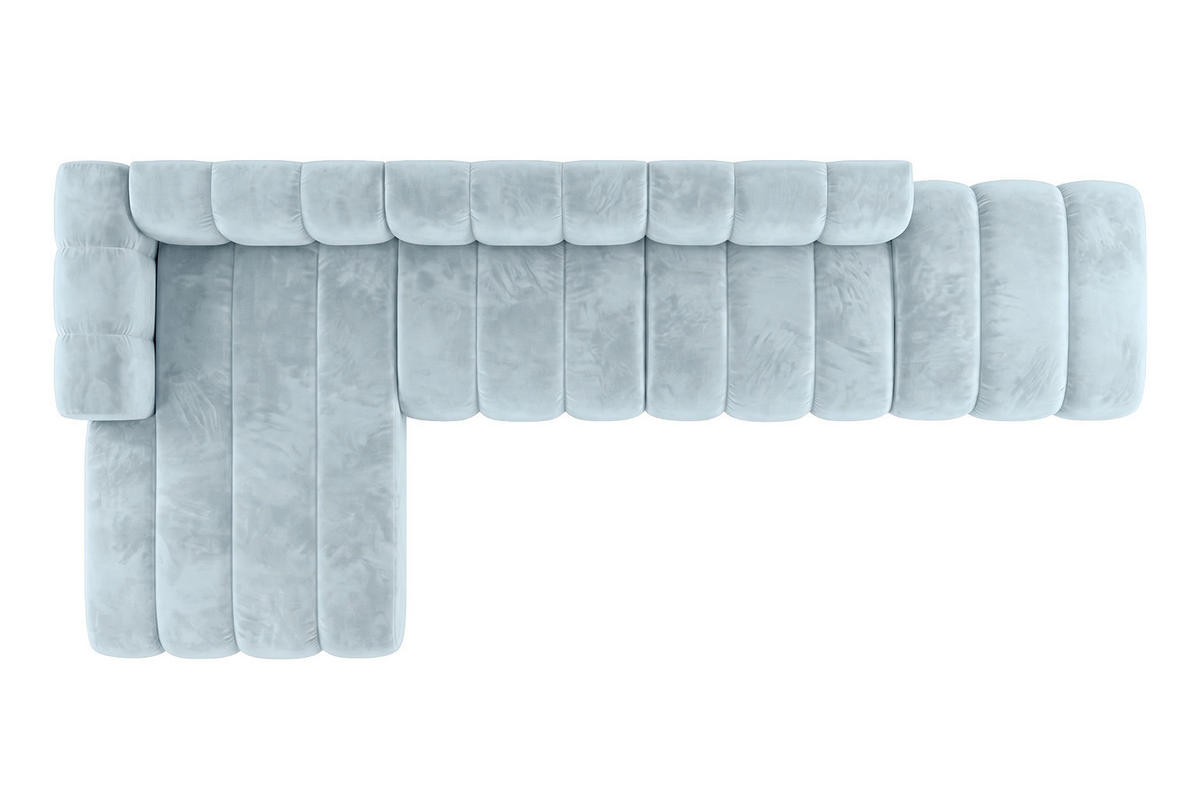 ECKSOFA Modulares In L-Form Mit Hocker, Velvet-Stoff Riviera, Babyblau, Links, GRAND - Hellblau, Holz (386/179cm) - Kaiser Möbel