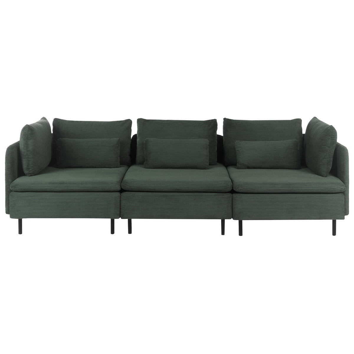 MODULÁRNÍ POHOVKA 3-místná Tmavě zelená Manšestr Egeris - zelená barva, textil (258/80/94cm) - Beliani