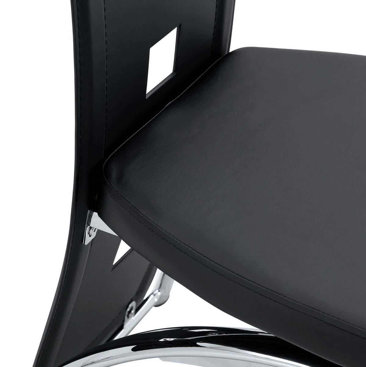 ESSZIMMERSTUHL 2er-Set mit Lochmuster 102,5 cm PU-Leder Schwarz - Schwarz, Metall (49/102.5/43cm) - Meubliv