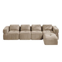 ECKSOFA 344/162/67 cm in Sand mit Hocker und rahmenlosem Design - Sandfarben, Kunststoff (162/344cm) - Flora Grace