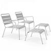 RELAXSESSEL MIT HOCKER 2-tlg., Weiß - Weiß, Metall (64/72/60cm) - Oviala