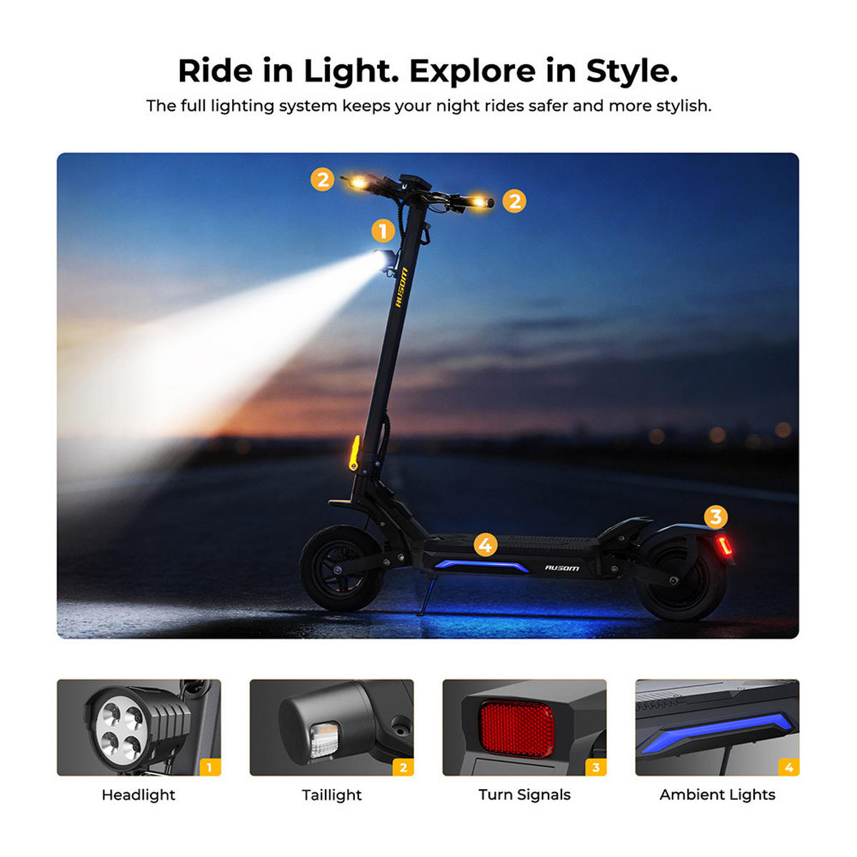 E-SCOOTER Ausom Gosoul 2 Pro 1400W Elektroroller 20km/h 90km Reichweite NFC Federung 10 Zoll Tubeless Reifen - Dunkelgrau, Metall (57cm) - Ausom