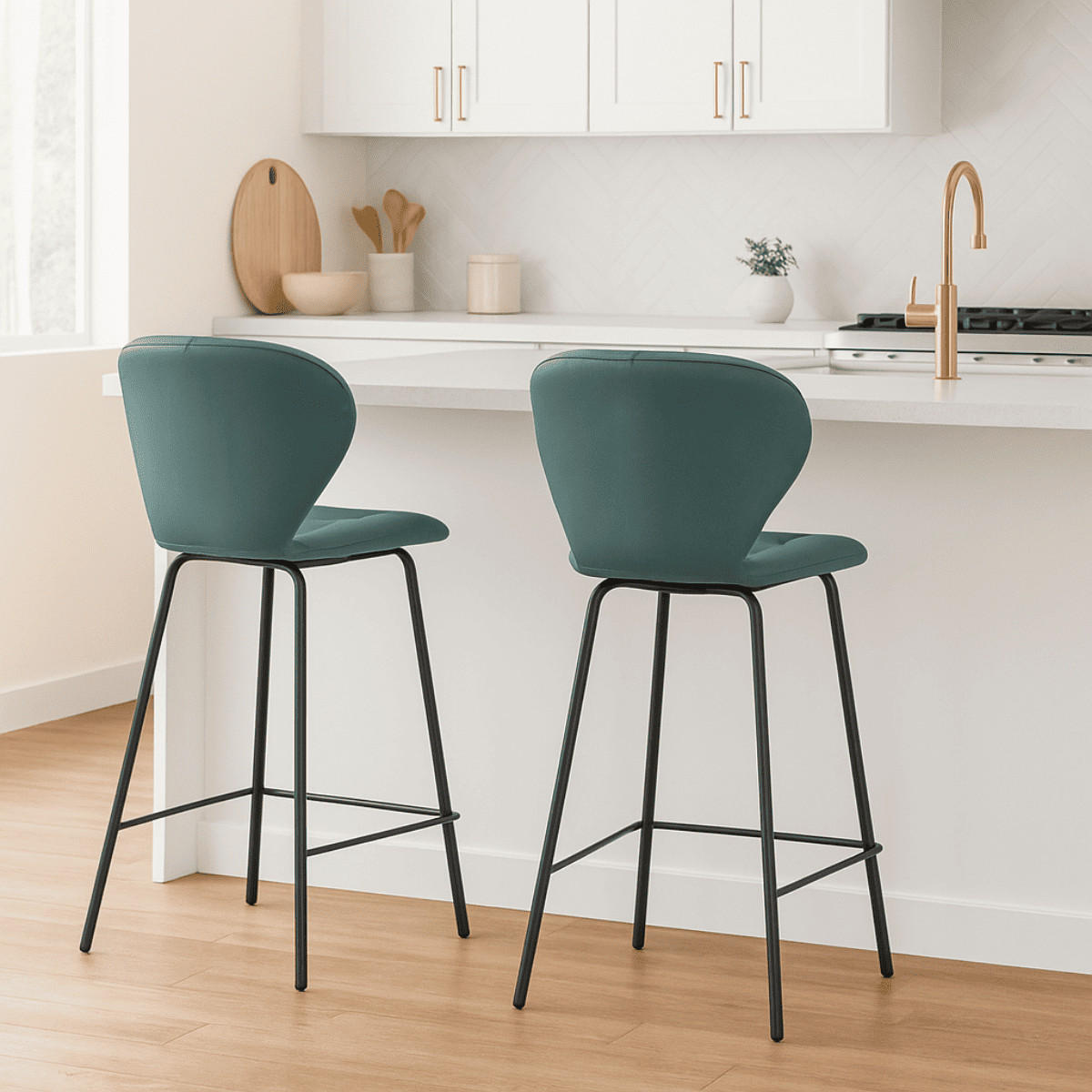 HOCKERN (Set aus 2) mit schwarzen metallbeinen - maura 45/52/67 cm - Grün, Kunststoff (52/67/45cm) - Calicosy