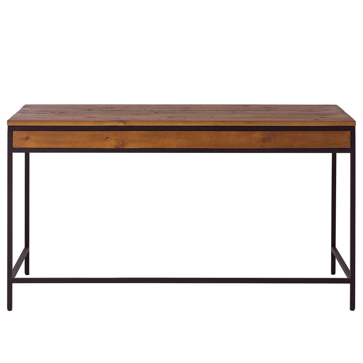 SCHREIBTISCH - Pinie massiv / Metall, Pinie Dunkel / Schwarz - Pinienfarben, Holz (60/140/76cm) - home24