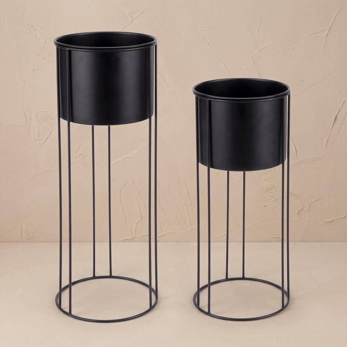 BLUMENSTÄNDER Osmos - Schwarz, Metall (21/58/21cm) - EDENIA