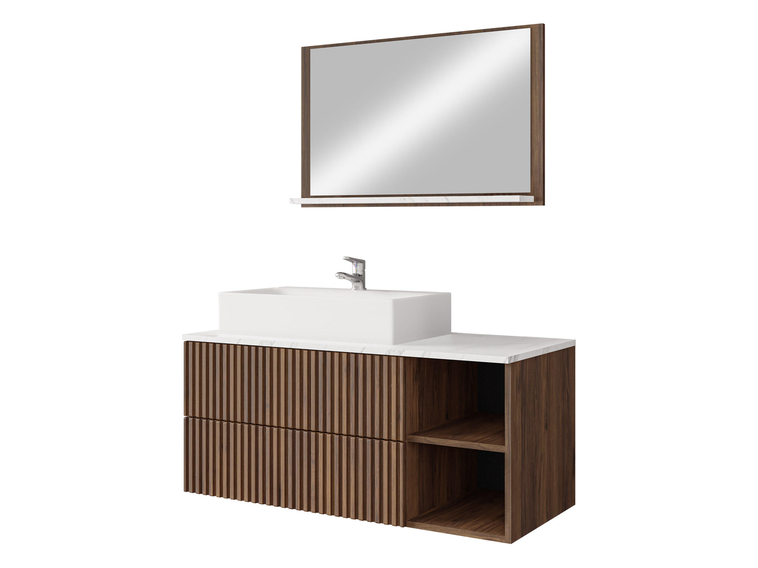 BADMÖBEL-SET Kertos Rillen I - Braun, Holzwerkstoff (100/57/45cm) - MIRJAN24