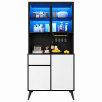 BUFFET 180cm mit LED und Stauraum - Schwarz, Holz (80/180/40cm) - PARAFTA HOME