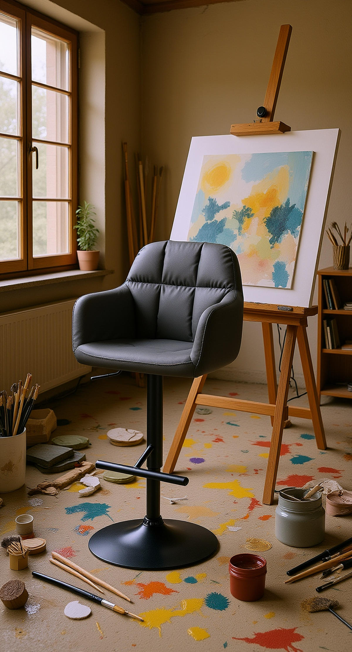BARHOCKER Nardo Kunstleder schwarz schwarz - Schwarz, Kunststoff/Metall (57/118/59cm) - TPFLiving