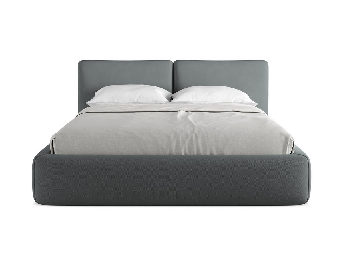 POLSTERBETT mit Bettkasten und Lattenrost 180x228 Grau - Schwarz/Graphitfarben, Kunststoff/Textil (160/200cm) - Makamii