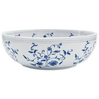 AUFSATZWASCHBECKEN Weiss Und Blau Rund Ø41/14 Cm Keramik - Blau, Keramik (41/14/41cm) - vidaXL