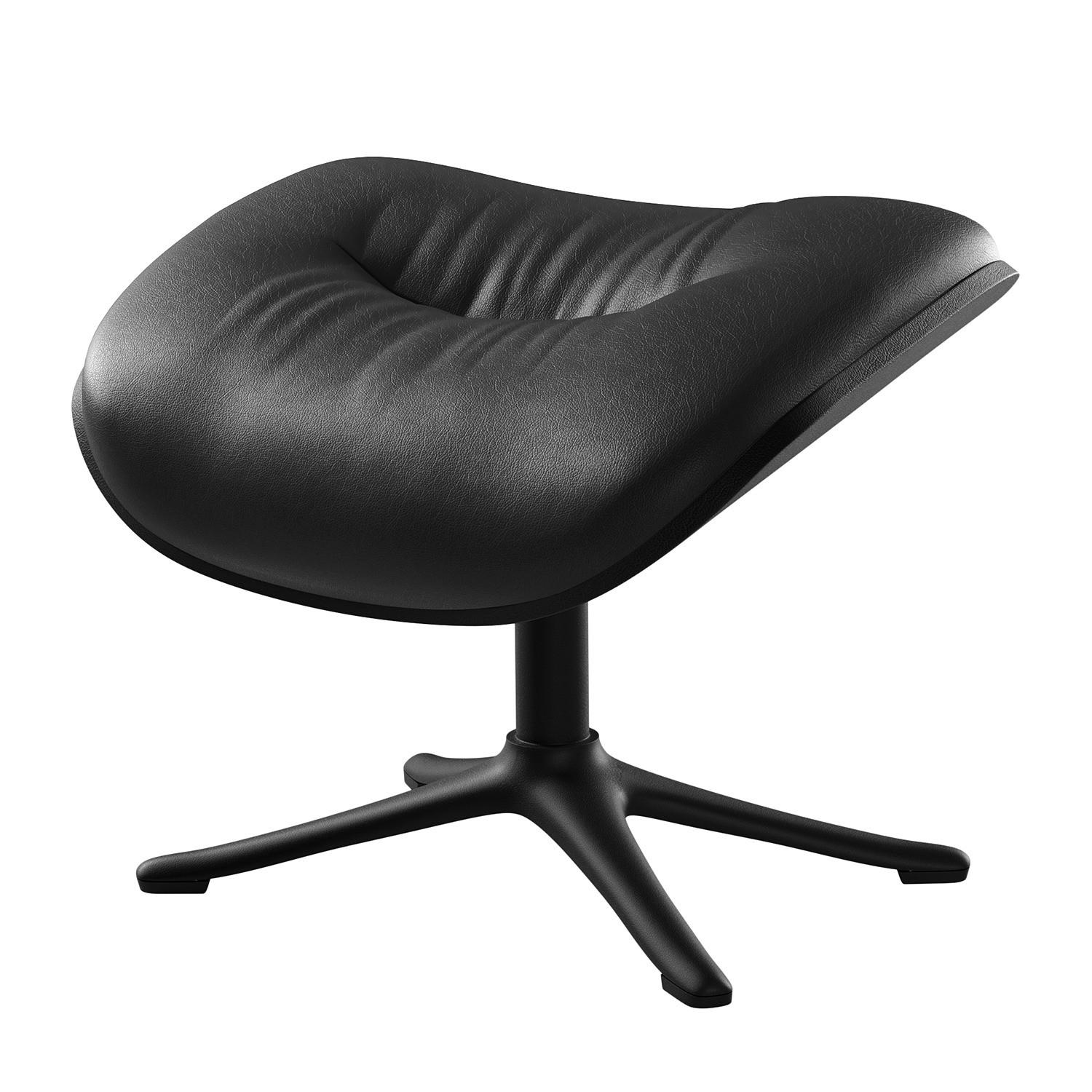 POLSTERHOCKER - Schwarz, Leder/Metall (44/39/42cm) - home24