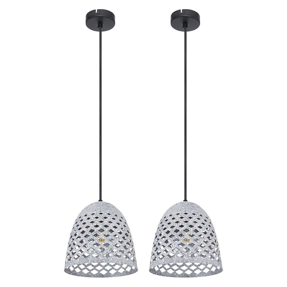 HÄNGELAMPE Metall Grau Marmoroptik 2er Set - Grau, Metall (20/20/120cm) - Globo Lighting