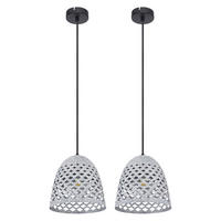 HÄNGELAMPE Metall Grau Marmoroptik 2er Set - Grau, Metall (20/20/120cm) - Globo Lighting