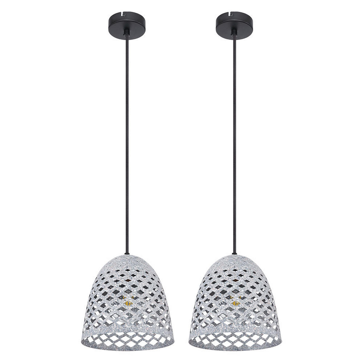 HÄNGELAMPE Metall Grau Marmoroptik 2er Set - Grau, Metall (20/20/120cm) - Globo Lighting