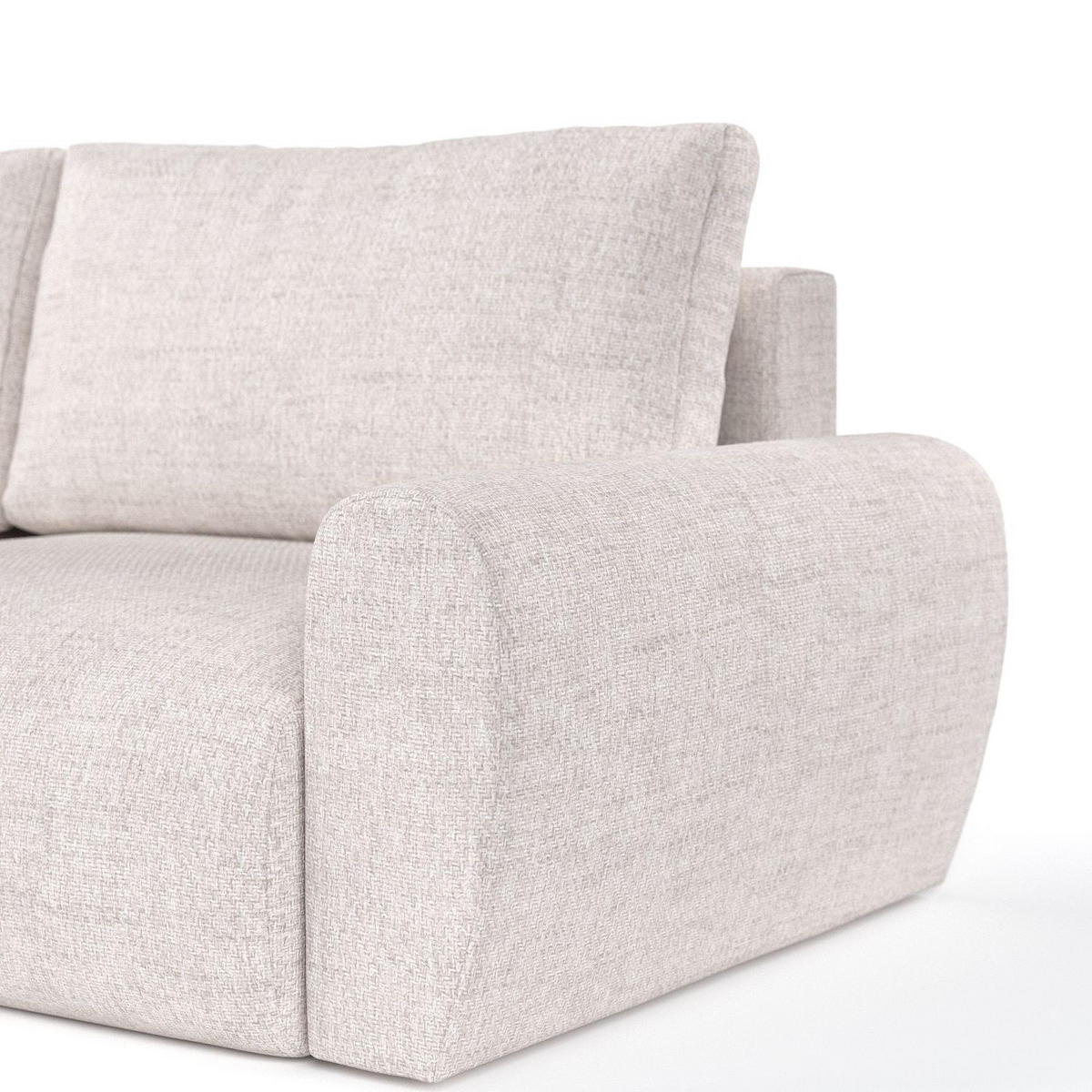 ECKSOFA OMARI mit Schlaffunktion Hellbeige im Neve Stoff - Sandfarben/Schwarz, Holz/Holzwerkstoff (253/153cm) - AltaBeds