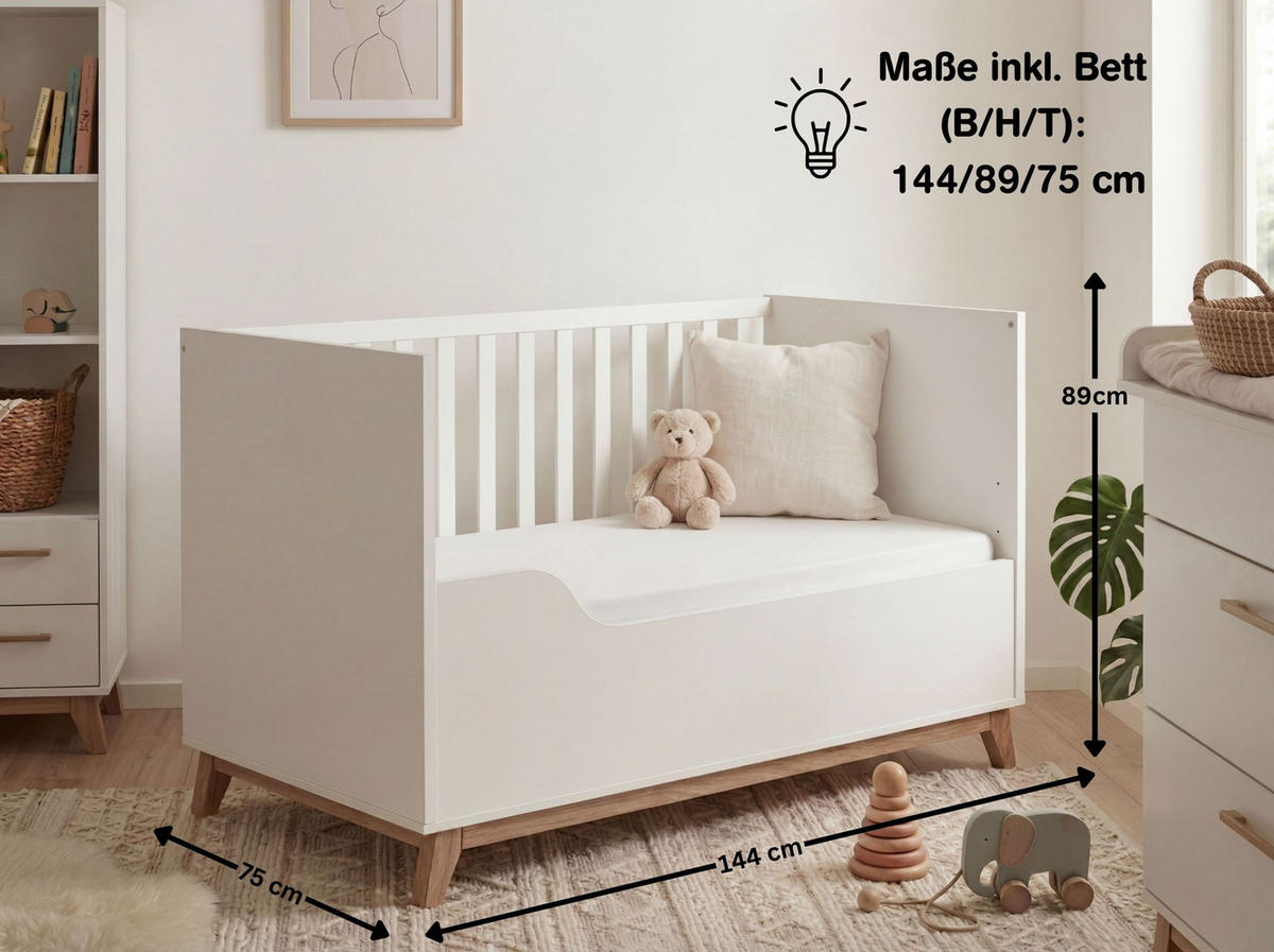 UMBAUSEITE für Babybett Lina 70 x 140 cm - Weiß, Holzwerkstoff (139/39/2cm) - arthur berndt
