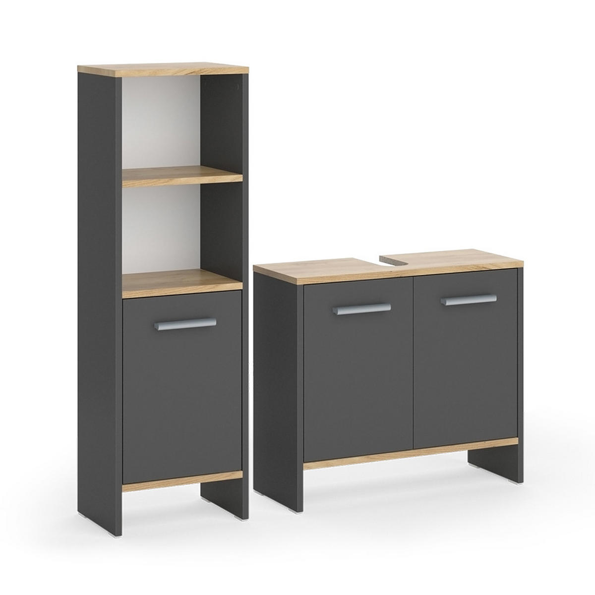 SESTAVA KOUPELNOVÉHO NÁBYTKU Karli Antracit/zlatý dub - antracitová, kompozitní dřevo (63.8/57/26.3cm) - Vicco