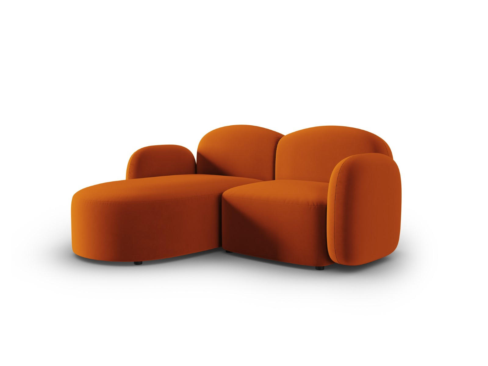 ECKSOFA links Blair aus Samt terrakotta 3 Sitzplätze - Terra cotta, Textil (155/194cm) - Micadoni