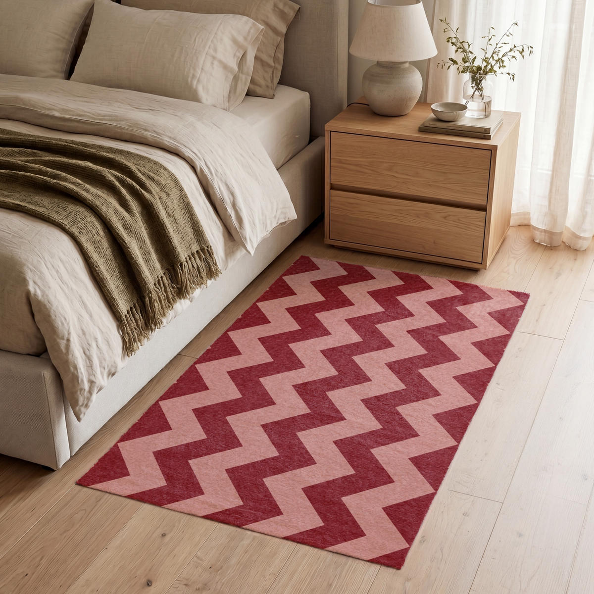 KOBERCE - Cikcak - Pruhy - Vzor - Červená - 90x150 cm - červená, textil/plast (90/0.4cm) - OnlyWow