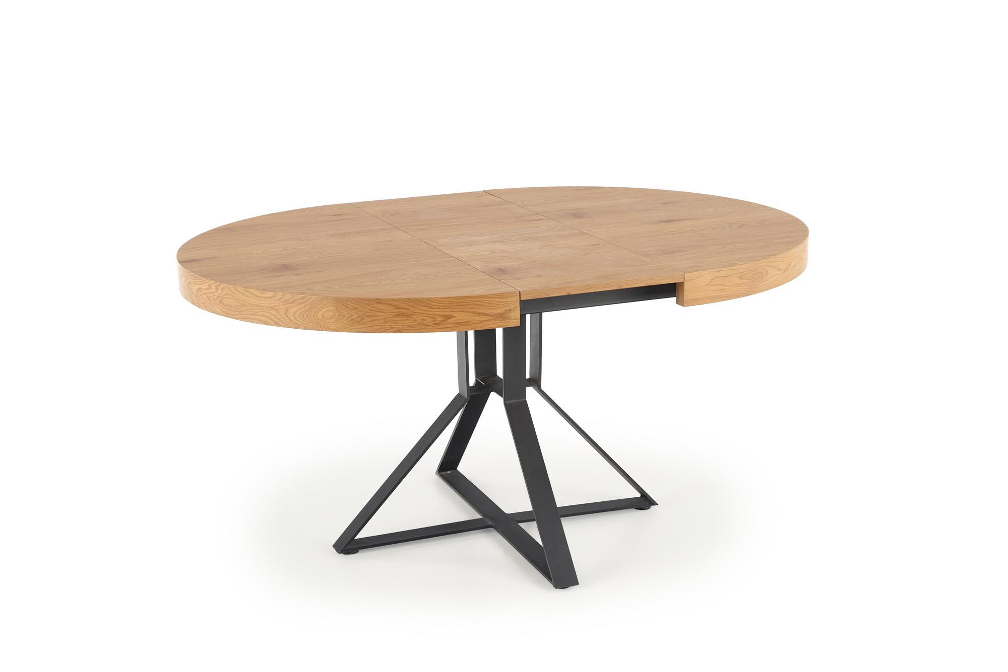 ESSTISCH rund Eiche Gold - Schwarz ausziehbar - Eichefarben/Schwarz, Holzwerkstoff (120/120/76cm) - designimpex
