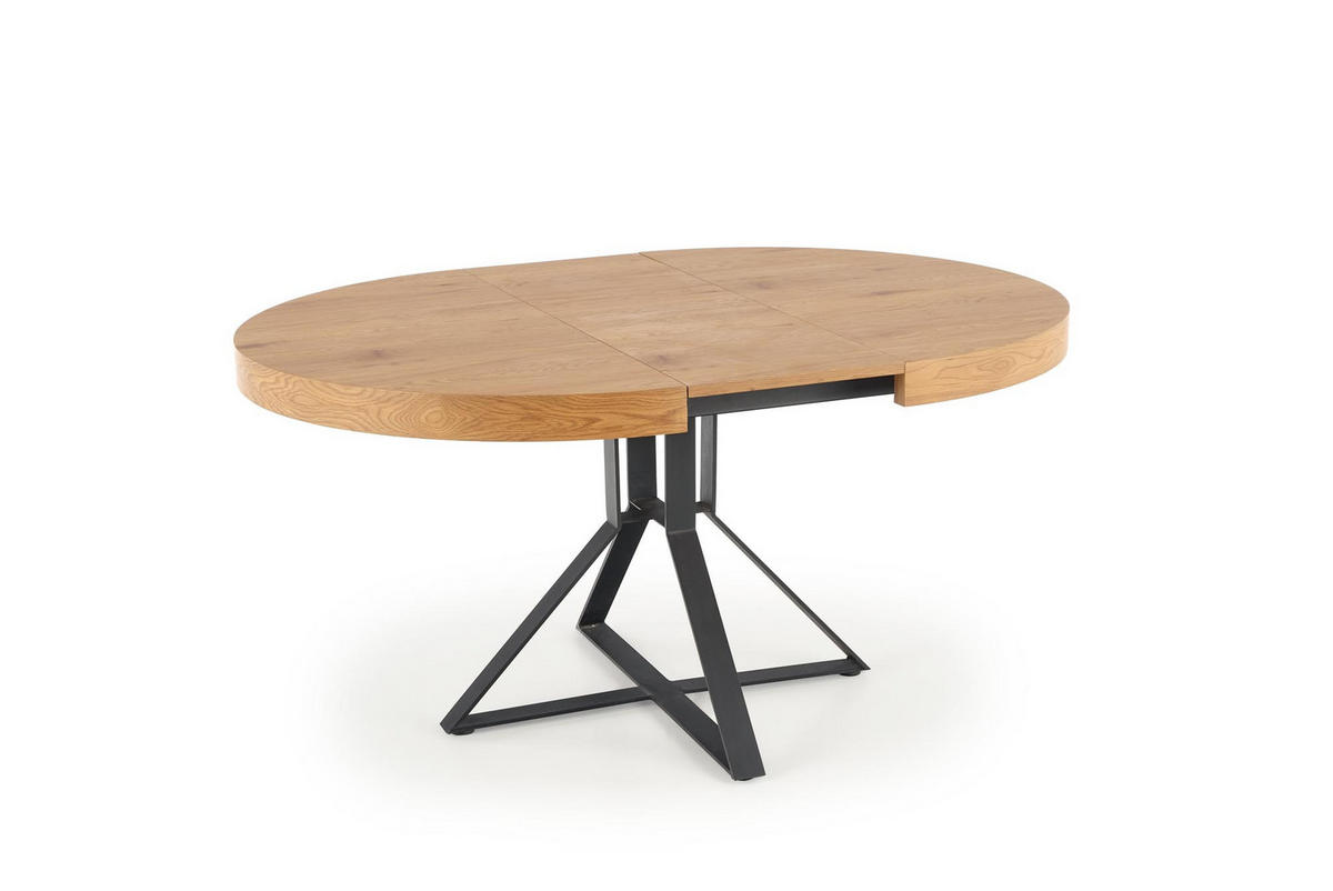 ESSTISCH rund Eiche Gold - Schwarz ausziehbar - Eichefarben/Schwarz, Holzwerkstoff (120/120/76cm) - designimpex